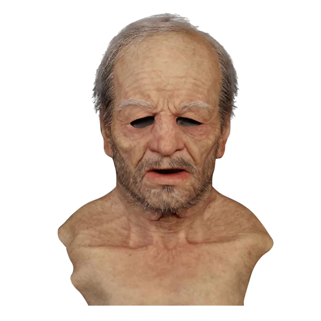 Another Me-The Elder Halloween Scary Party Old Man Mask Realistic Cosplay Costume Latex Real Masks | Дом и сад