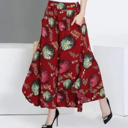 2020 летние Подиумные шаровары с высокой талией свободные Цветочные широкие брюки