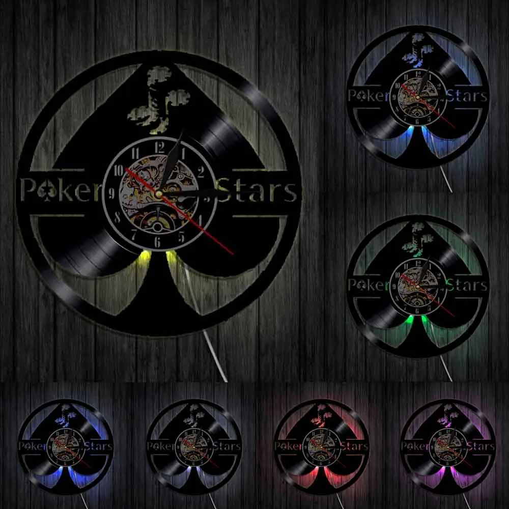 Виниловые часы на стену для игры в покер 5 звезд | Дом и сад