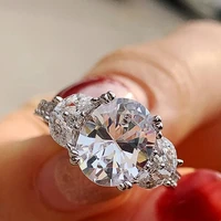 huitan fancy oval cubic zirconia design rings womens engagement wedding accessories delicate female accessories trendy jewelry