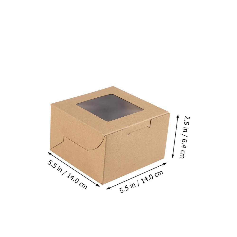 10 шт. коробки для выпечки с прозрачным окном кексов подарочные из крафт бумаги