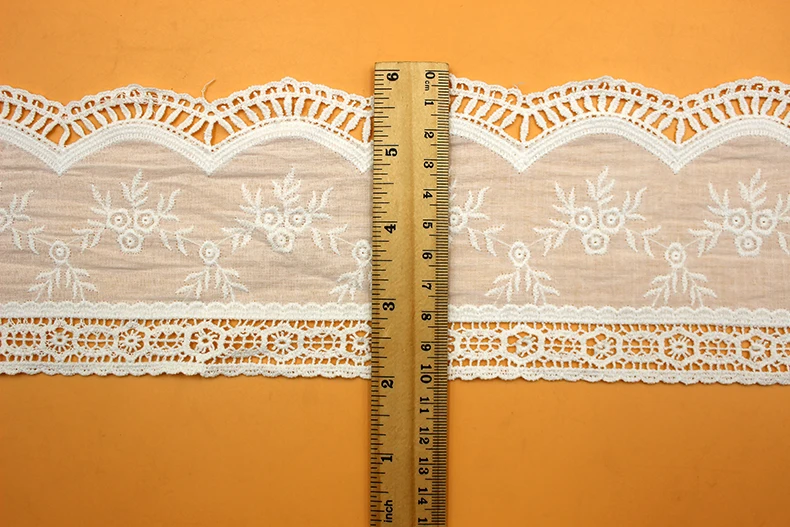 10.5cm wide-1yards/lot Craft Beige/White Flower Embroidered Lace Trim Cotton Ribbon Lovely Z902 | Дом и сад