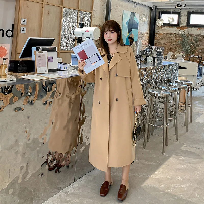 

Новинка 2021, осенне-зимняя шерстяная куртка для женщин, двубортный пояс, теплая верхняя одежда 4XL, большой размер, Корейская версия, Женское ш...