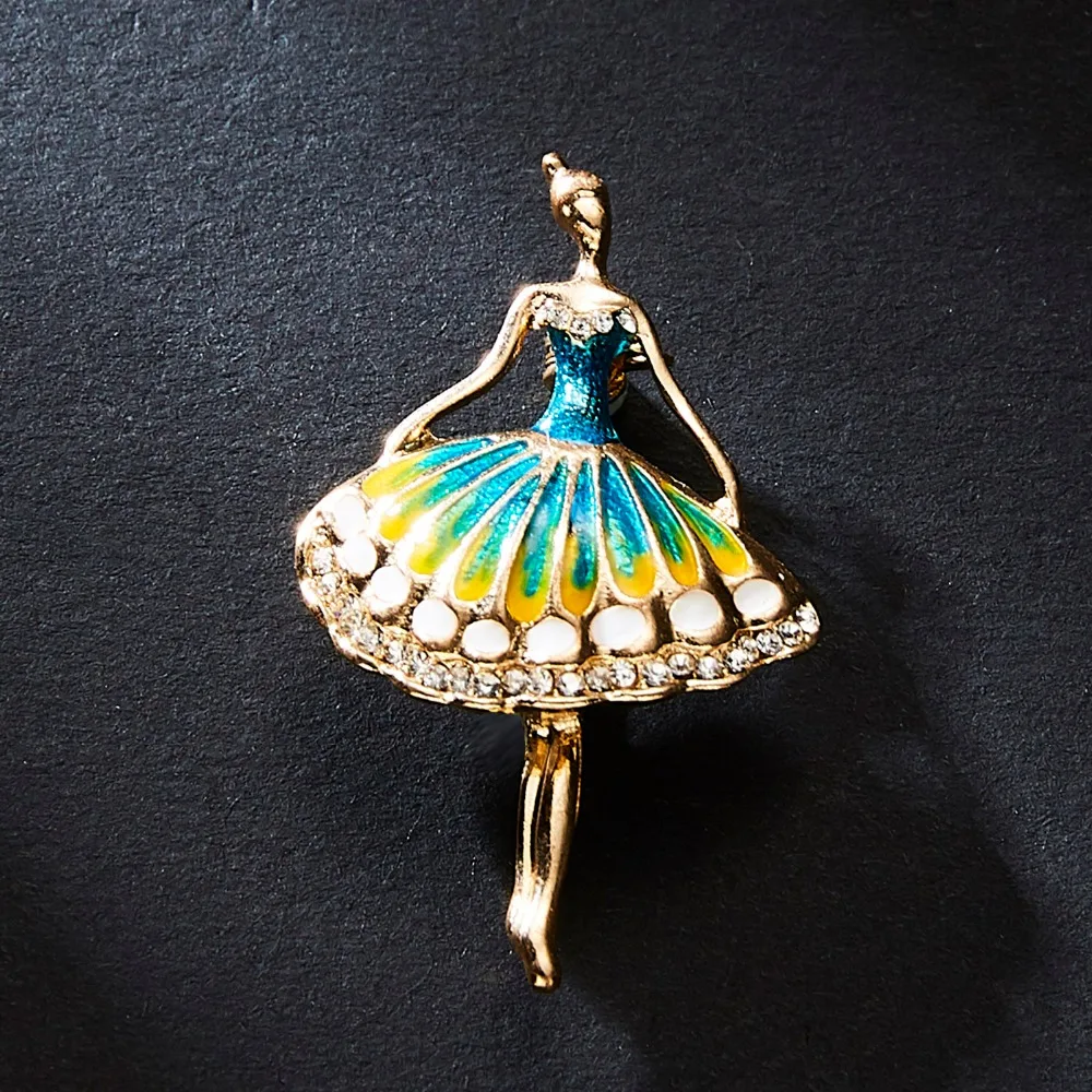 Мода Rhinestone танцы мальчик и девочка чертежное масло фигурка персонажа брошка заколка для женщин Девушка эмаль платье маленькое платье аксессуары