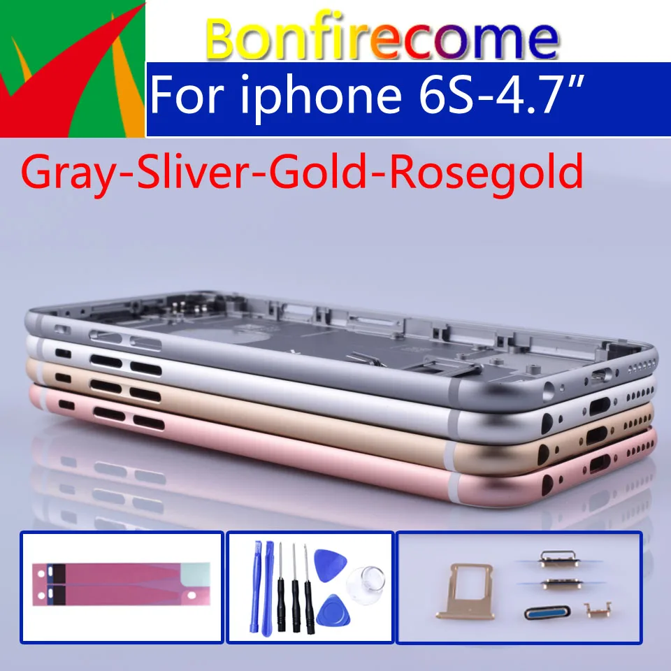 4 7 &quotдля 6S Coque крышка батареи Дверь Корпус задняя для iphone6S Шасси средняя рамка