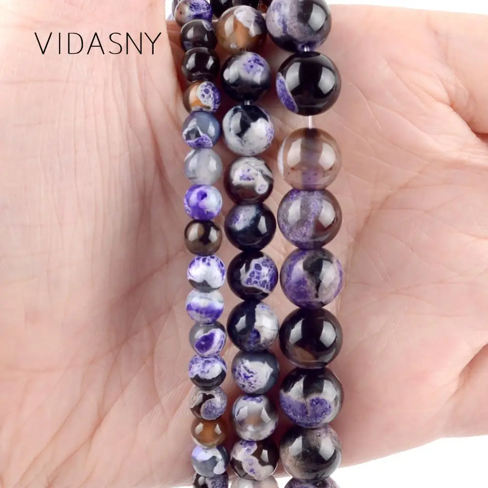 

Purple Fire Agates Natural Mineral Stone Round Beads For Jewelry Making 6 8 10mm Spacer Loose Beads Diy Bracelet Necklace 15''