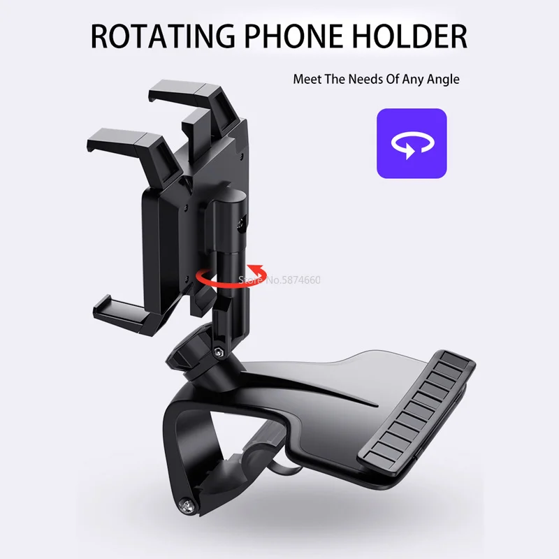 

Car Multifunctional Mobile Phone Bracket 360 Degree Sun Visor Mirror Dashboard Mount GPS Stand Phone Holder With Parking Card