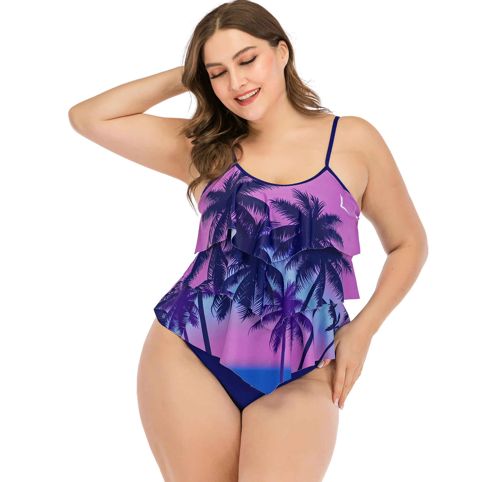 Женский раздельный купальник с пуш-ап вставками и оборками Coconut Tree Раздельный