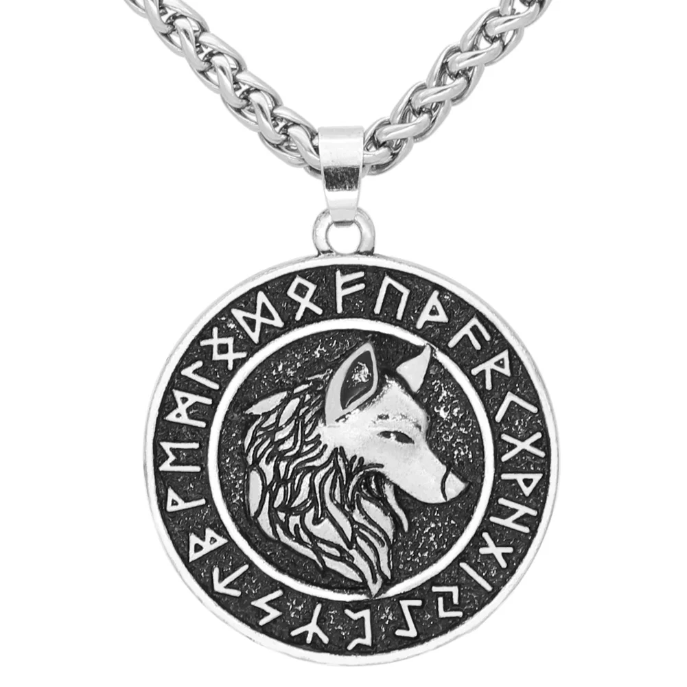 Скандинавский Викинг odin wolf Geri и Freki rune ожерелье с подвеской в форме руны Norse