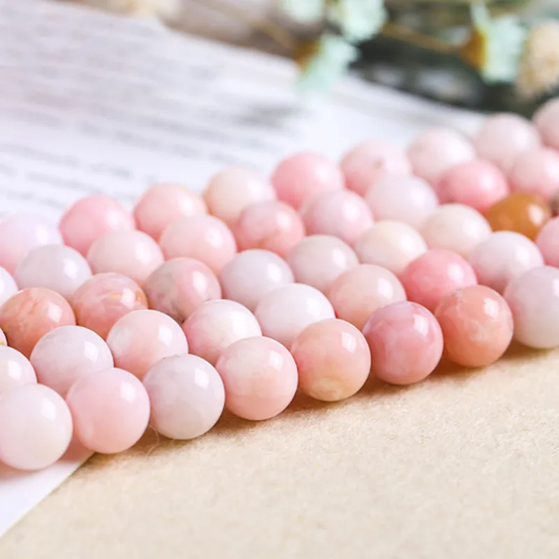 

Natural Pink Opel Stone 4/6/8/10/12mm Smooth Round Necklace Bracelet Jewelry Accessories DIY Loose Beads 38cm wk115