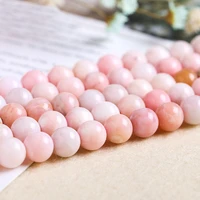 high quality natural pink opel stone 468101214mm smooth round necklace bracelet jewelry diy gems loose beads 38cm wk115
