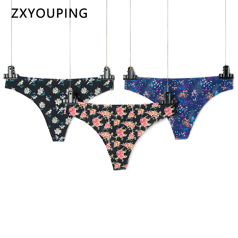 2 шт. сексуальные стринги с принтом бесшовные трусики женское нижнее белье низкой