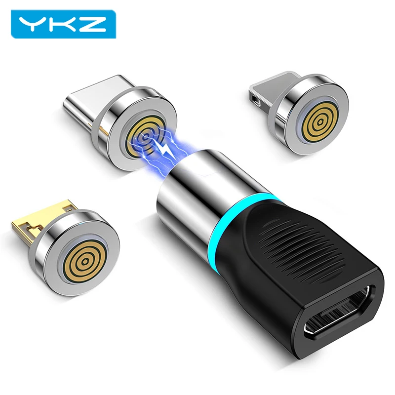 Магнитный адаптер YKZ с разъемом USB Type-C Micro для подсветки C на Type быстрая зарядка