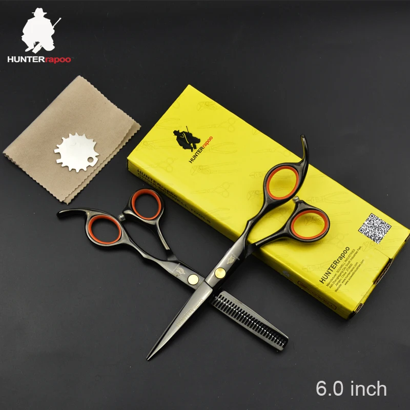 

30% off HT9126 6" Black Tintanium Stainless Steel Hair Scissors Set Haircut thinning Shears Barber Scissor Kit for Hairdressing
