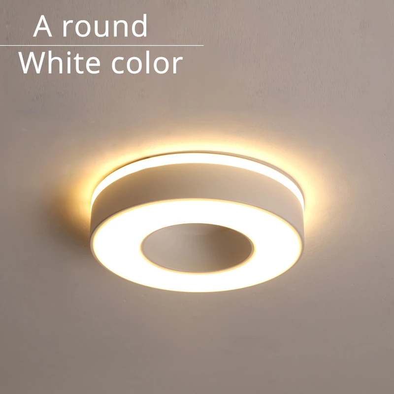 A round white Дизайн, светодиодный потолочный светильник, коридор, художественная галерея, украшение, передняя Балконная лампа, крыльцо, белый, черный, Lamparas De Techo Plafondlamp - Цвет корпуса: A round white