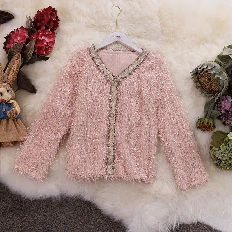 Новинка Осень-зима 2019 женские блузки с V-образным вырезом и длинными рукавами