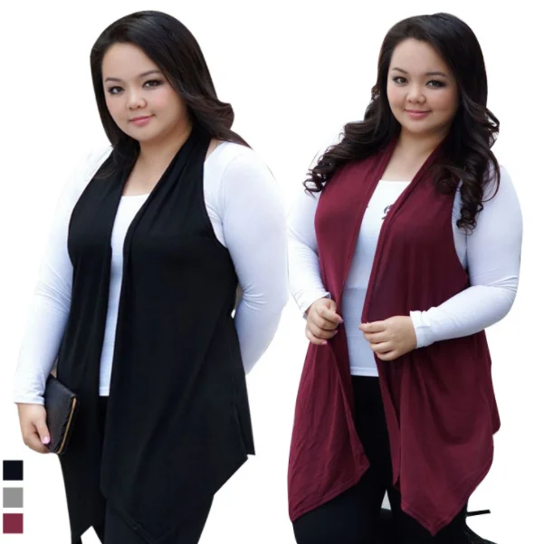 3XL Women Big Size Vest Waistcoat XXL Female Large Plus Clothing Sleeveless Outwear Spring Summer Cardigan AQ246 | Женская одежда