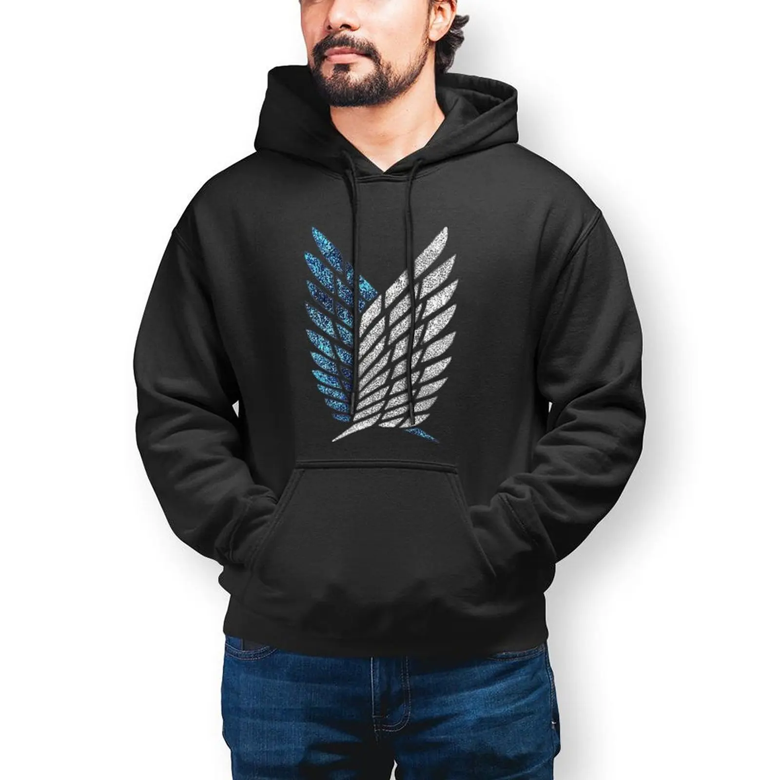

Attack On Titan Anime Logo Hoodies Free Wings Autumn Cotton Hoodie Stylish Outdoor Big Pullover Hoodie Men