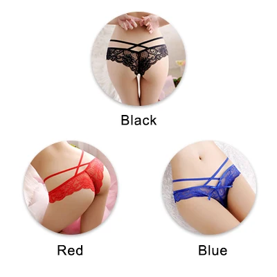 blackredblue UG, сексуальные женские трусики, кружевные, низкая посадка, одноцветные, сексуальные трусы, женское нижнее белье, штаны, Дамское кружевное белье, женские стринги - Цвет: blackredblue