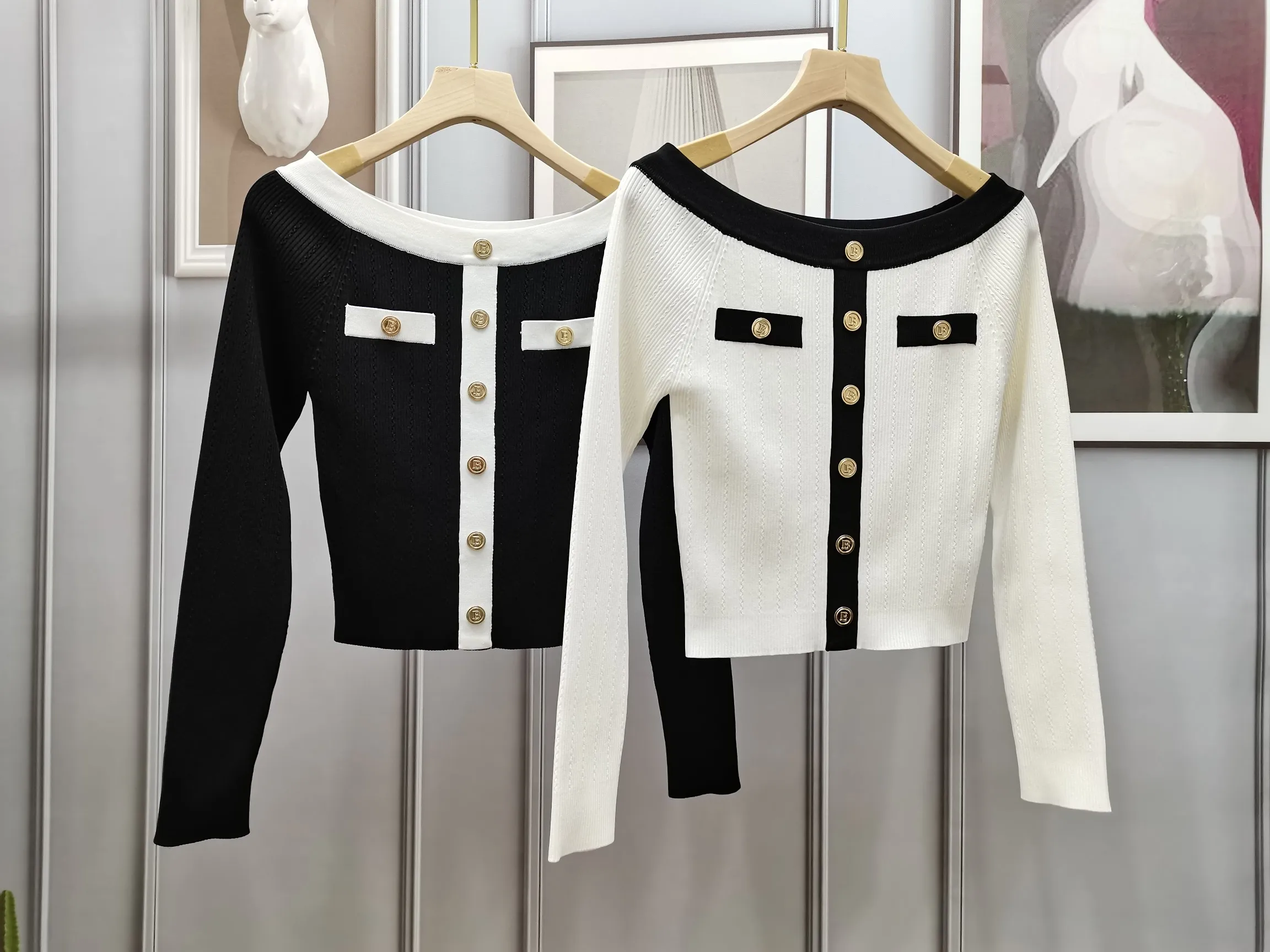 

Spring Fashion 2021 New Women Patchwork Slash Neck Knitted Sweater Female Casual Jumpers 2 Color Ddxgz2v 1.31