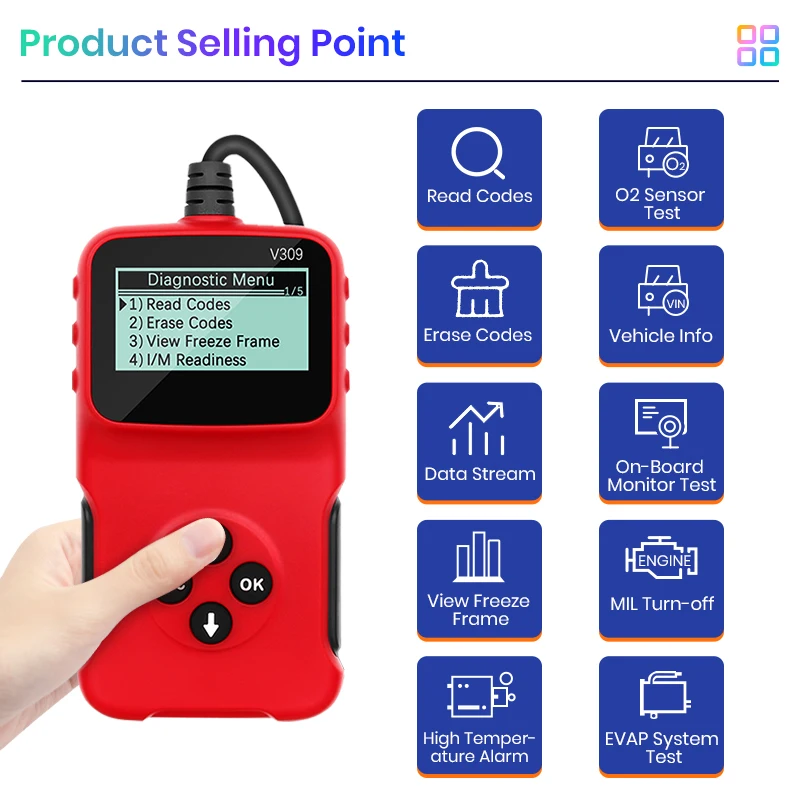 Считыватель кодов автомобиля AWESAFE V309 V1.5 ELM327 OBD2 12 В Автомобильный сканер