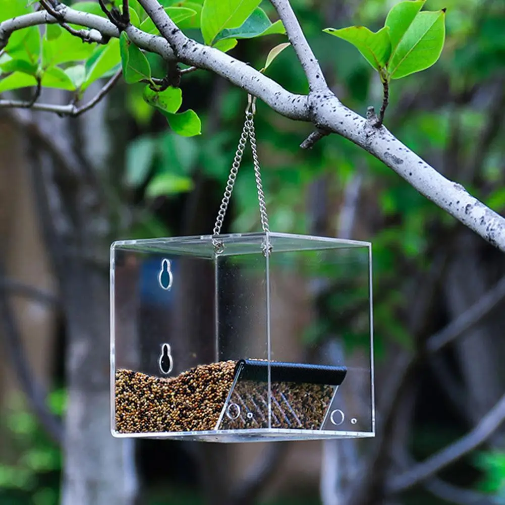 Подвесная кормушка для диких птиц оконная Крепкие присоски и съемный поднос