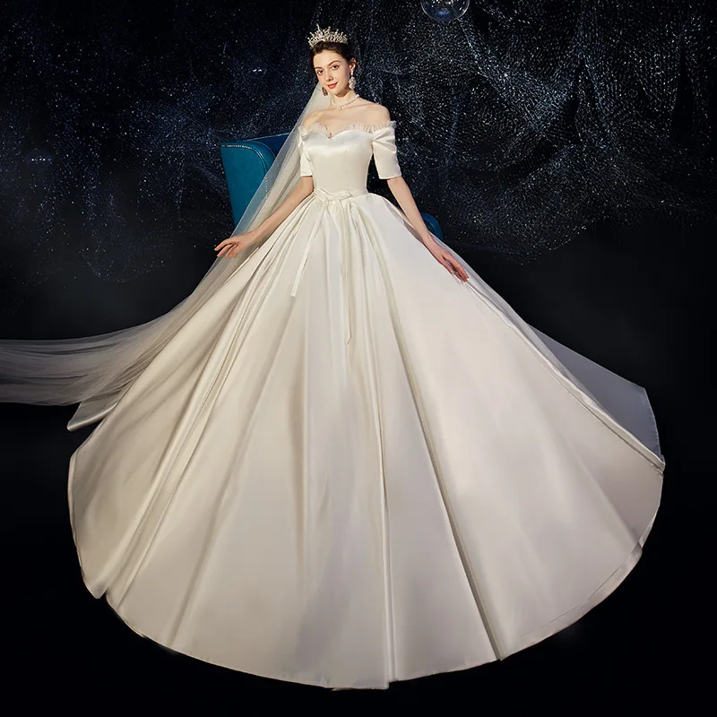 Свадебное платье принцессы 2020 для женщин Атласное Бальное Платье Vestidos De Novia с