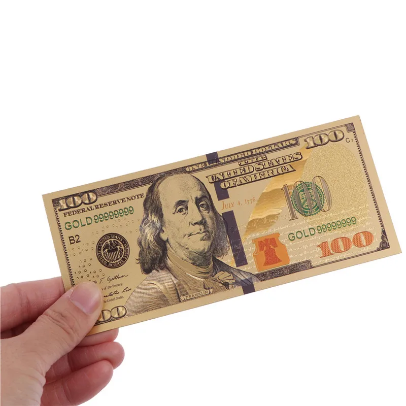 5 шт./лот $100 доллар Золотая фольга 24k золотые бумажные банкноты в долларах США