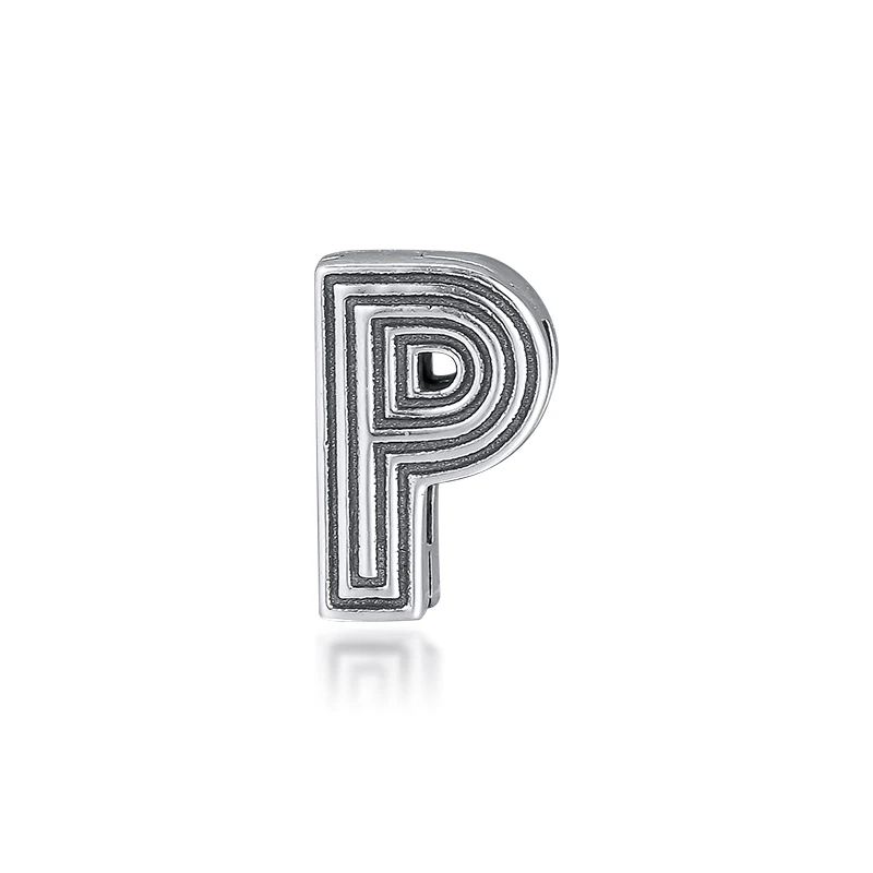 Подходит для Пандора Подвески Браслеты буквы P клип бусины 100% 925 пробы серебряные
