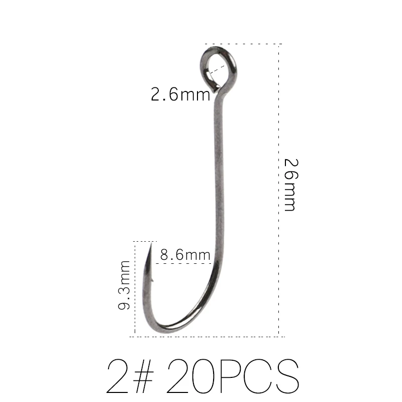 Supercontinent Barb Hook Fishing hook big ring Carbon Steel Single Hooks tackle  Worm Hooks With big eyes Ring 20pcs