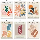 Настенная картина Matisse с изгибами красочных листьев и абстрактной девушкой, настенные картины на холсте в скандинавском стиле, настенные картины для декора гостиной