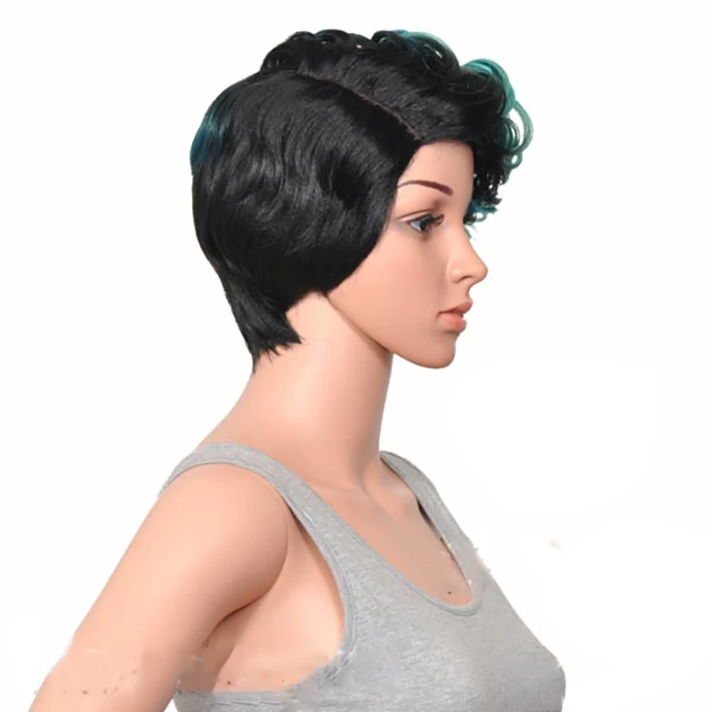HAIRJOY женский специальный смешанный цвет боковая часть короткий кудрявый синтетический парик для волос