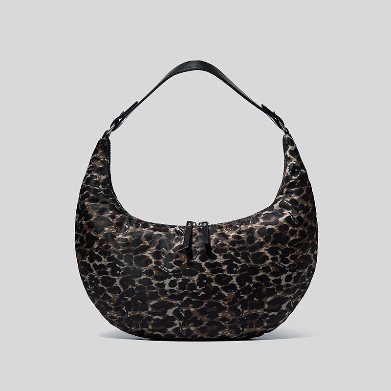 

Half Moon Space Cotton Leopard Women Handbags Brand Designer Winter Shoulder Bags Down Feather Ladies Bag Weekender Party Fluffy