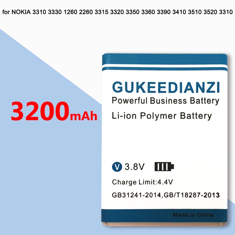 GUKEEDIANZI телефон Батарея BLC-2 для Nokia 3310 3330 3410 3510 5510 3530 3335 3686 3685 3589 3315 3350 3510 6650 6800 3550