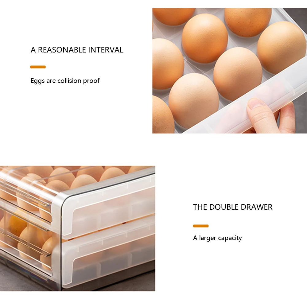 

1Pc 32-Grids Double-Layer Egg Storage Box Compartment Egg Tray Fresh-Keeping Box Storage Box Egg Box For Home