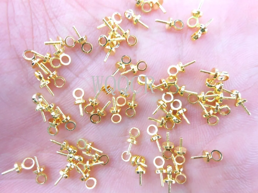 Wholesale DIY 500PCS jewelry plating 18K gold earrings connector pearls crystal beads pendant cap | Украшения и аксессуары