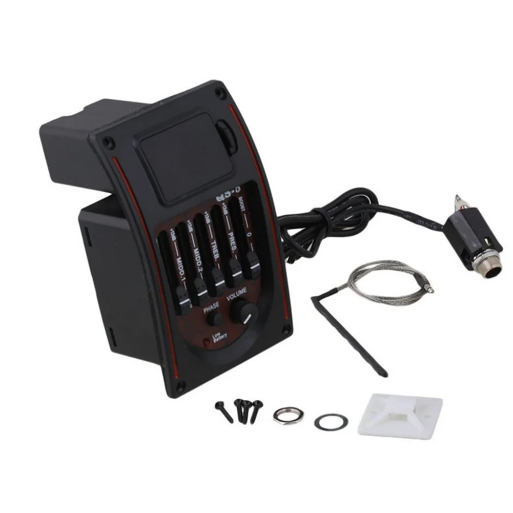 Multifunctional Guitar Pickup Sound Tone Equalizer Accurate Amplifier Tools Instrument Easy Install Portable Preamp 5 Band Tuner | Спорт и