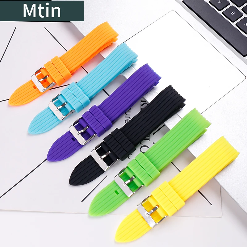 

20mm Curved Silicone Watch Band Rubber Watch Strap Men's and Women's Sports Waterproof Wristband Watch Accessory Tool