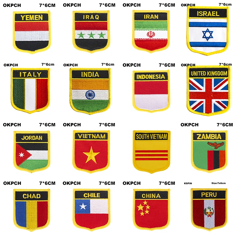 Нашивки с флагом Йемена Ирак Израиль Италия Индия Индонезия Великобритания