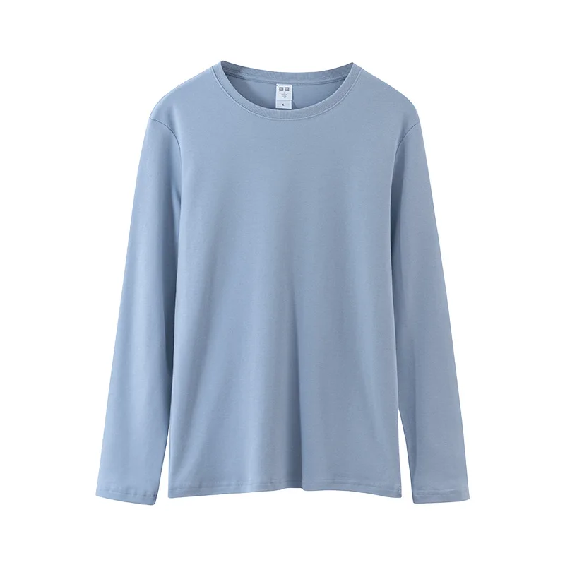 Футболка мужская с длинным рукавом однотонная хлопковая рубашка топ без