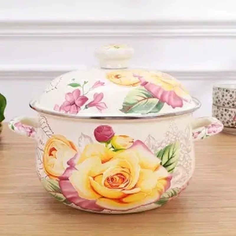 

Кастрюля для приготовления пищи эмалированная суповая кастрюля для приготовления супа кухонная утварь 4 литра кухонная утварь домашняя ст...