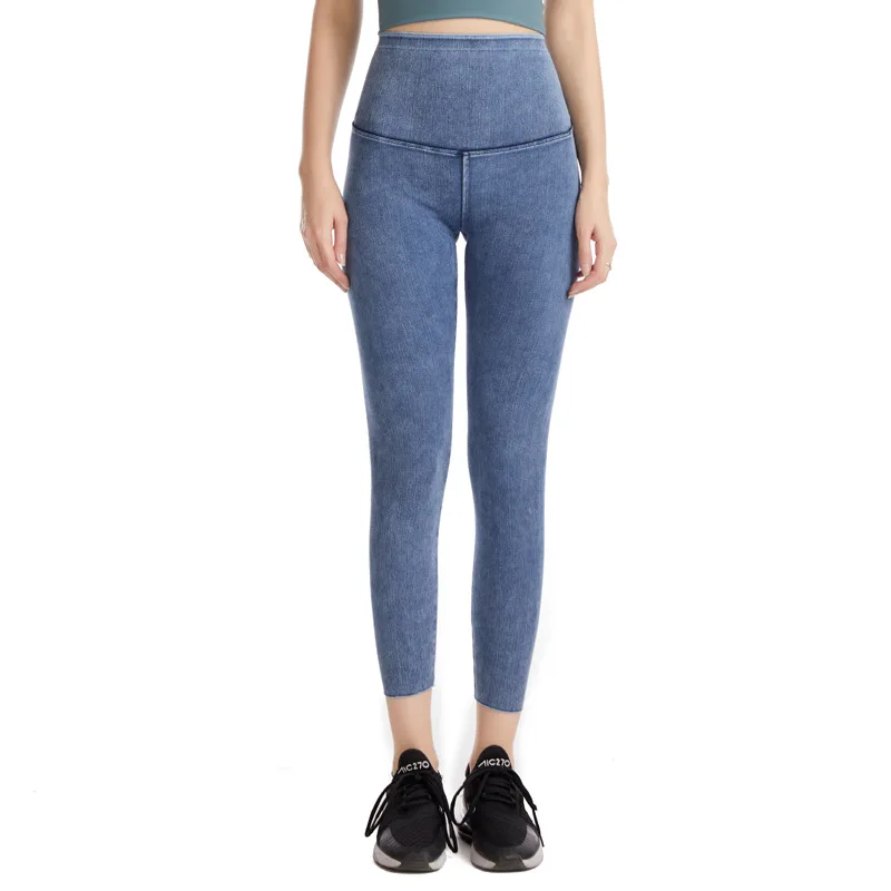 

Four Seasons Universal New Denim Yoga Sports Barbie Pants High Waist Buttocks Wear Tight Casual Leggings High Stretch Jeans