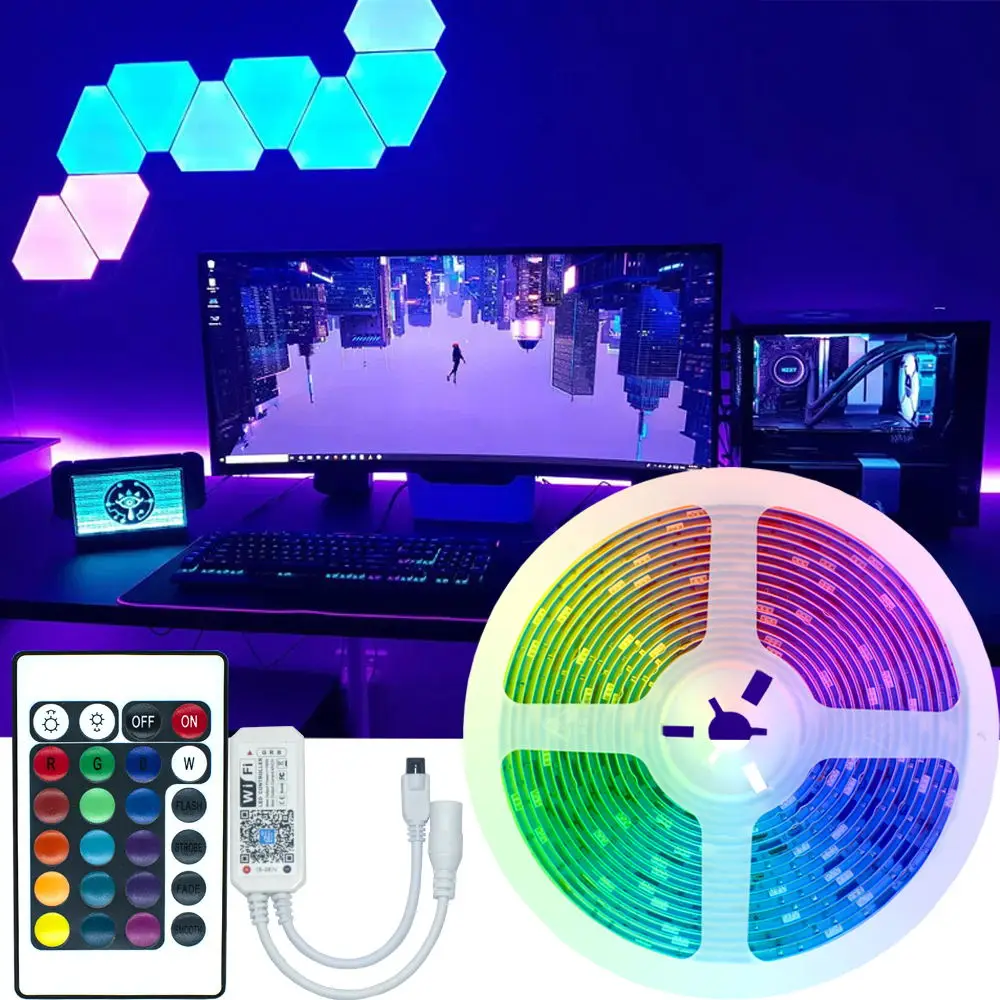 

Easter Rave Party Decoration WIFI Controller LED Lights SMD 2835 Waterproof Flexible Ribbon LED Strip DC12V 5M