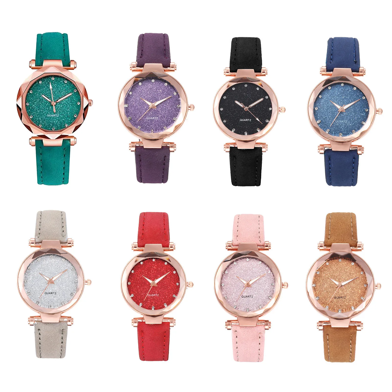 

Women's Star Sky Exquisite Diamond Retro Wristwatches Leather Strap Quartz Ladies Clock Fashion Casual Watch relogio feminino