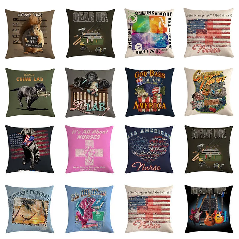 

45x45 см наволочка для подушки, чехол для подушки из хлопка и льна, чехол для подушки для собак и кошек, домашний декор, подушка для гитары, чехо...