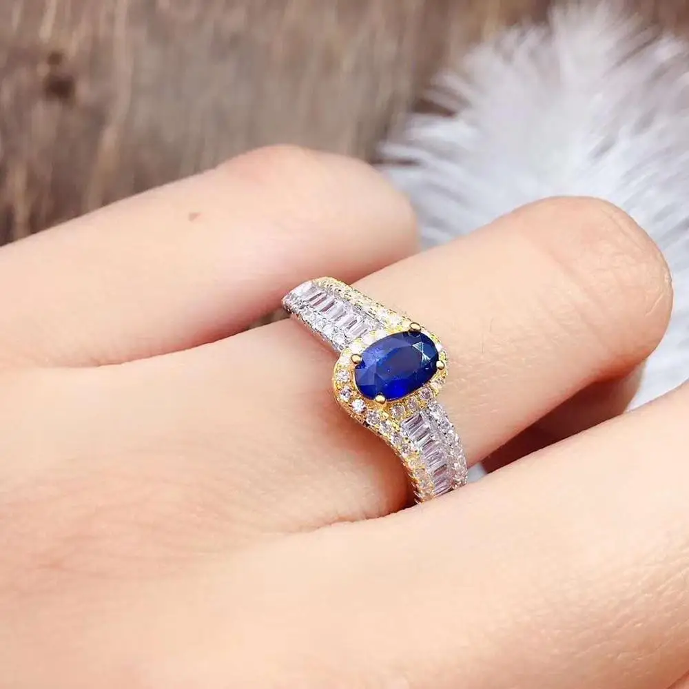Natural real blue Flower sapphire ring 925 sterling silver Fine handworked jewelry Finger rings | Украшения и аксессуары