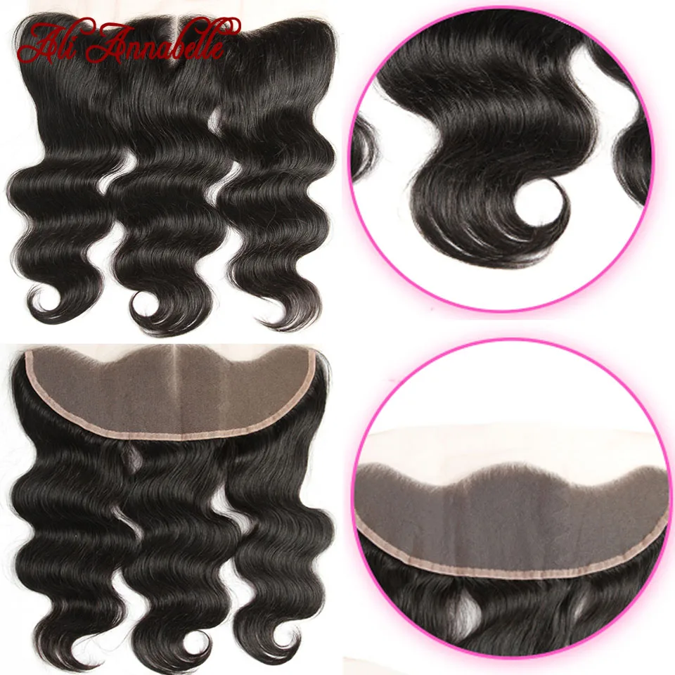 

Ali Annabelle Hair Lace Frontal Closure Body Wave 13x4 Free Middle Part Remy Human Hair Closure With Baby Hair Natural Color