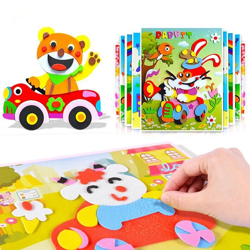 

5Pcs EVA Stickers Puzzle Game Montessori Toys Children Manual DIY Craft Toys Early Learning Educational Toys 21*26cm