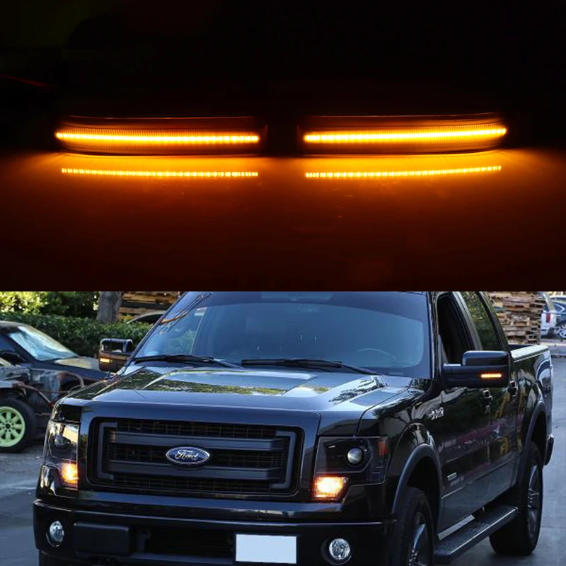 

iJDM Amber Full LED Side Mirror Marker Lights For 2009-14 Ford F150 & 2010-14 SVT Raptor, Replace OEM Amber Bulb-Less Reflectors