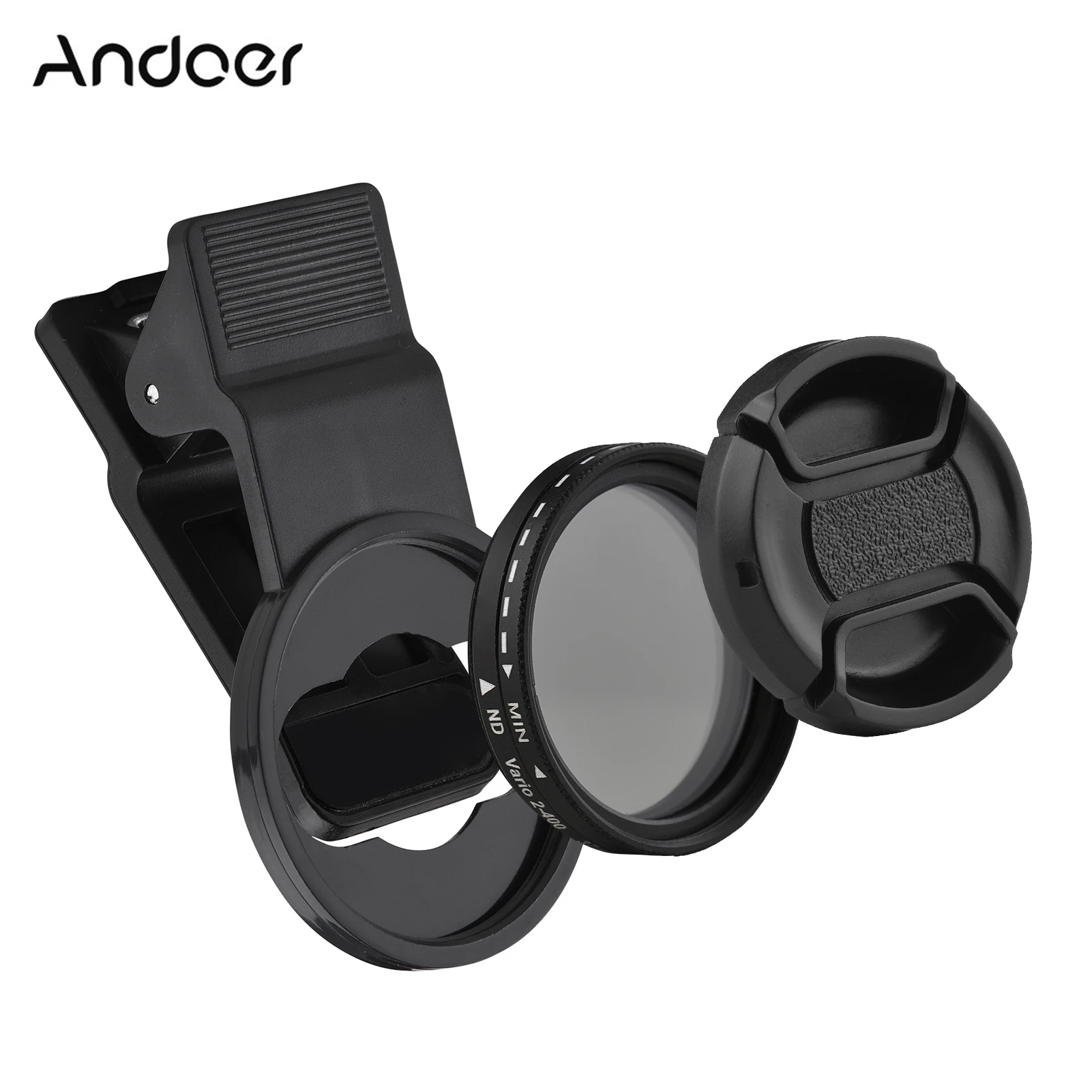 Buy Andoer 37mm Clip-on Phone Filter Lens ND2-400 Adjustable ND with Clip Protector for Smartphone Photography on